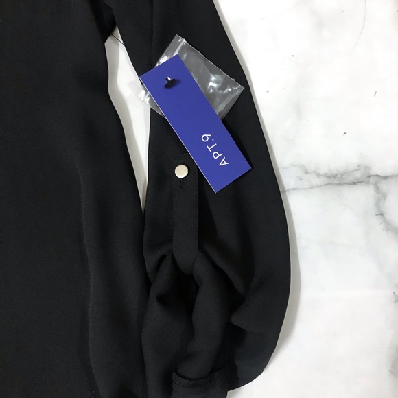 Apt. 9 Black V-Neck Blouse, New with Tags - Picture 2 of 7